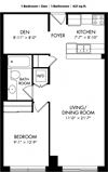 1 Bedroom plus Den 1 Bathroom- zoom floorplan